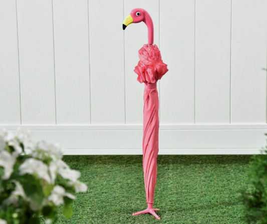 Full-Size Pink Flamingo Parasol Umbrella